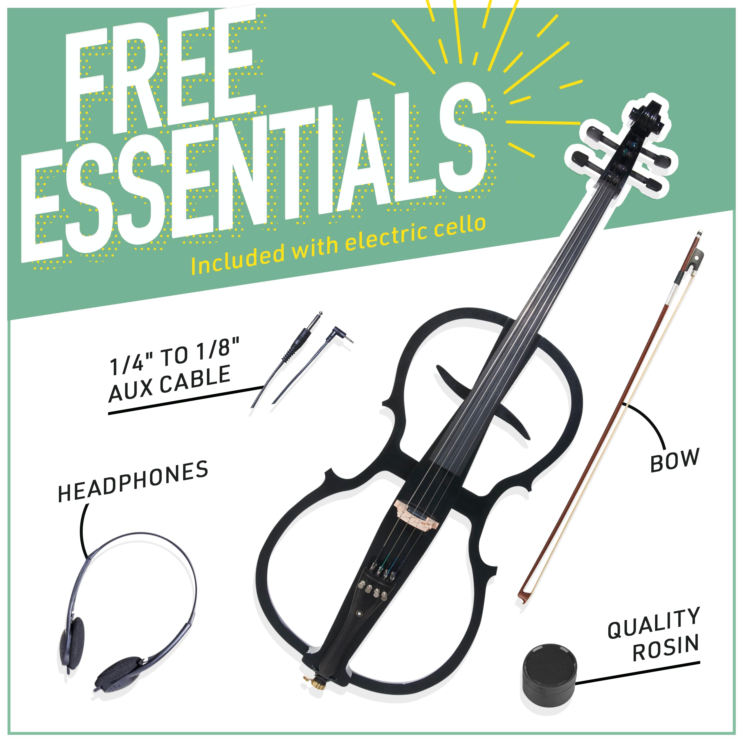 Cecilio 4/4 CECO-1BK Black Metallic Electric Cello with Ebony